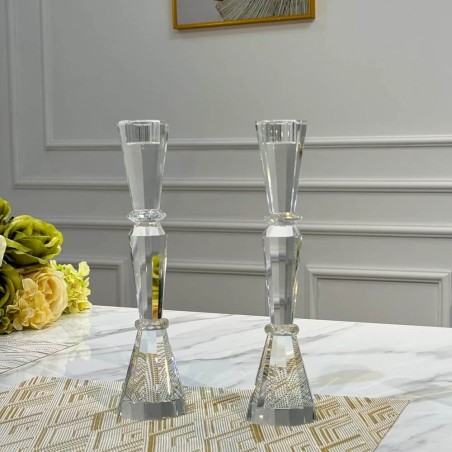 Tall Elegant Crystal Candlesticks | Candle Holders | Judaica