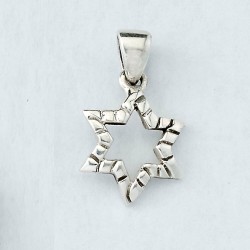 Sterling Silver Textured Star Pendant - 0.7" H | Jewelry | Judaica