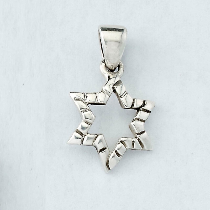 Sterling Silver Textured Star Pendant - 0.7" H | Jewelry | Judaica