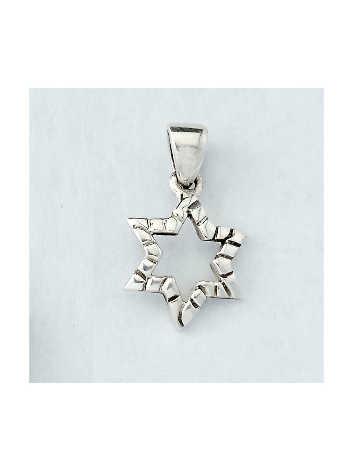 Sterling Silver Textured Star Pendant - 0.7" H | Jewelry | Judaica