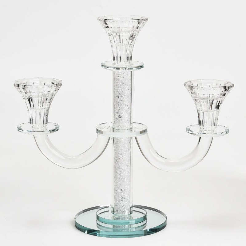 Crystal Candelabra 3 Branch White Filling 10" | Candle Holders | Judai