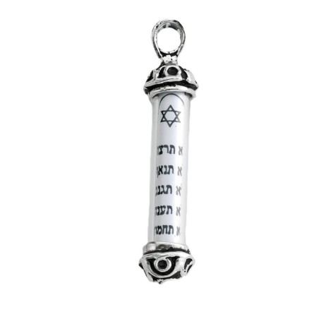 Sterling Silver 10 Commandments Mezuzah Pendant -  | Jewelry | Judaica