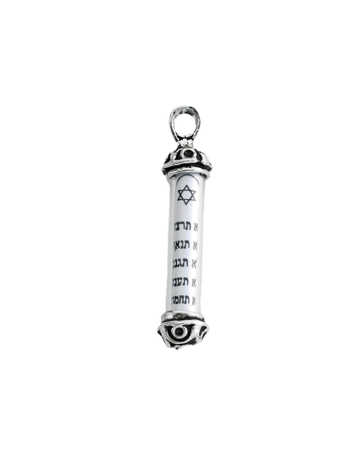Sterling Silver 10 Commandments Mezuzah Pendant -  | Jewelry | Judaica