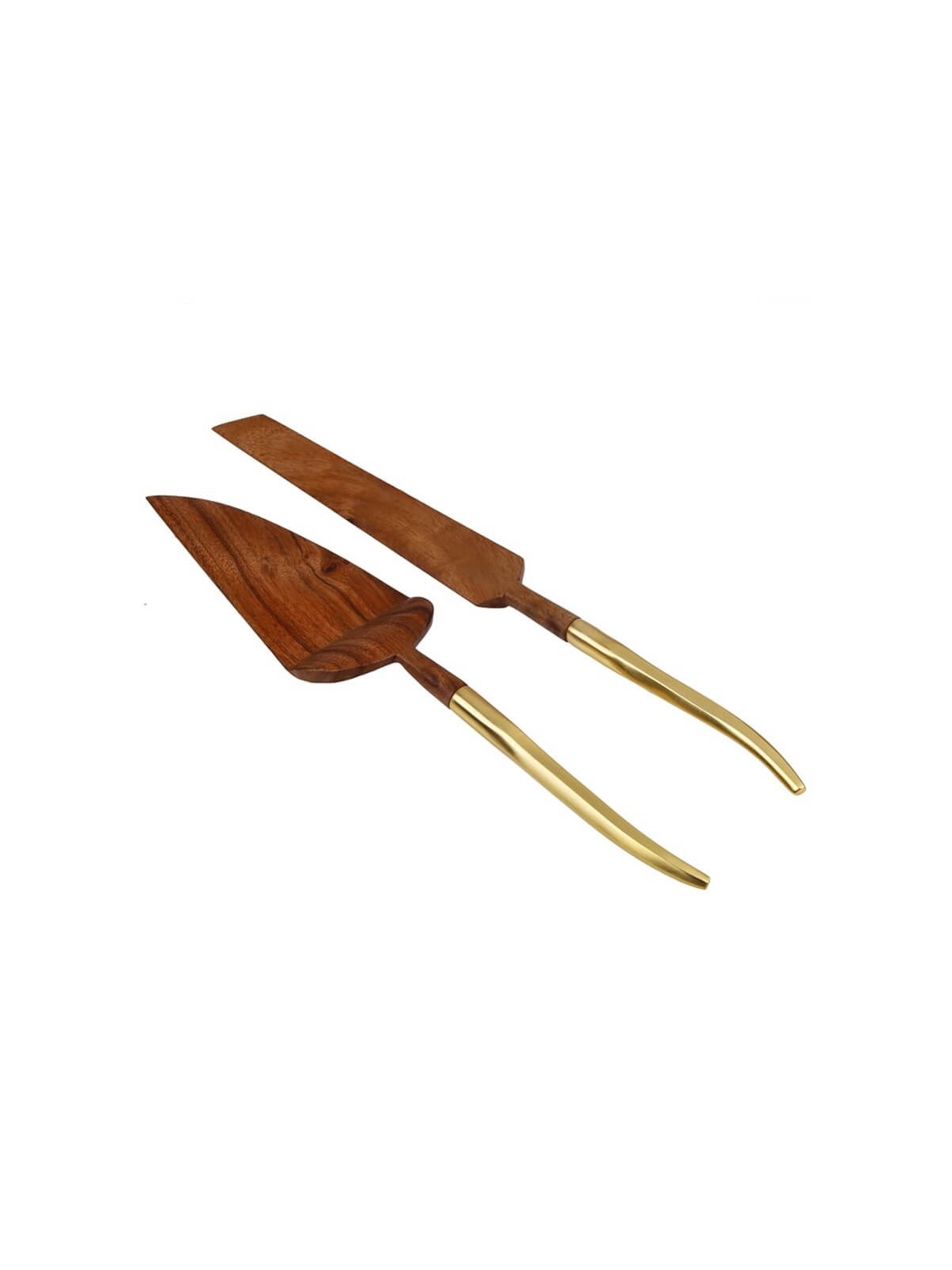 Set of 2 Wooden Cake Servers With Gold Handle | Home Goods | Judaica