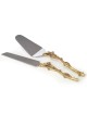Cake Server and Knife Set with Gold Leaf Design | Home Goods | Judaica