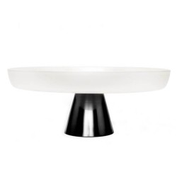 White Glass Cake Plate on Black Stem | Home Goods | Judaica