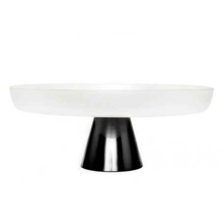 White Glass Cake Plate on Black Stem | Home Goods | Judaica