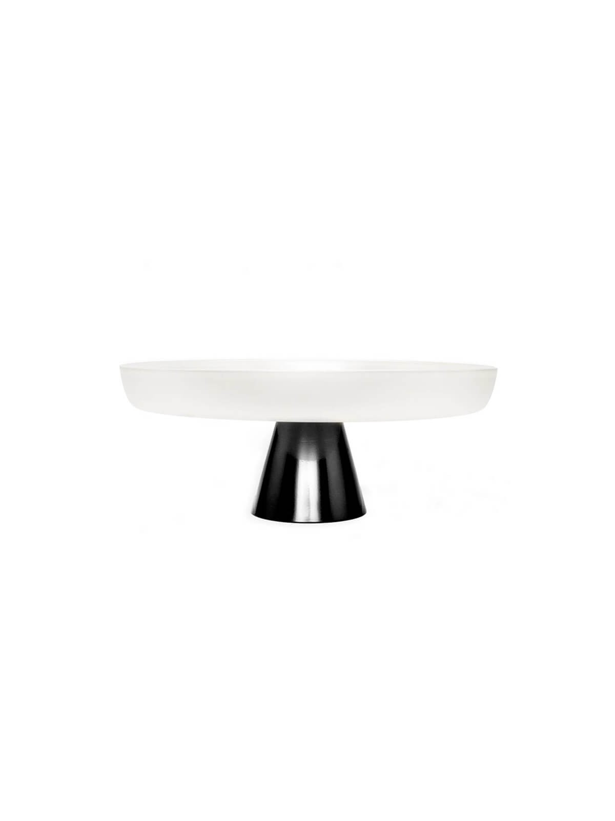 White Glass Cake Plate on Black Stem | Home Goods | Judaica