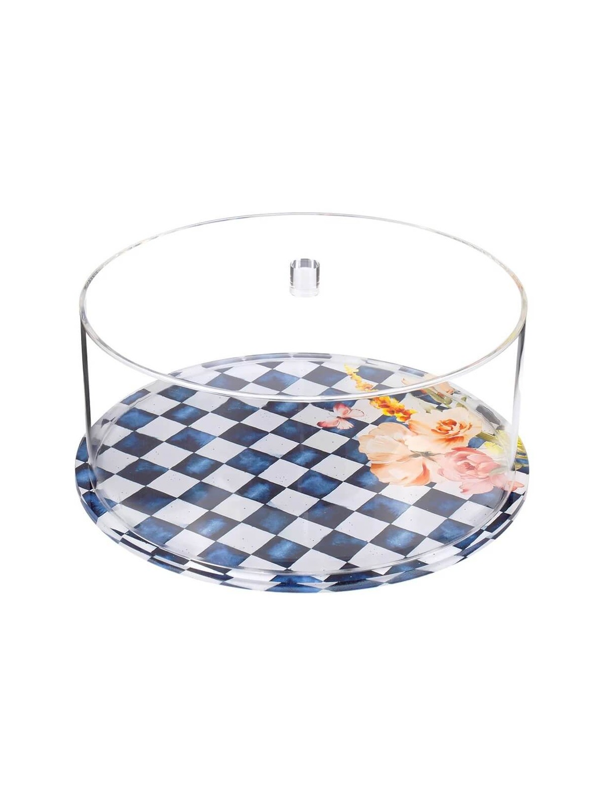 Blue Chic Checkered Lucite Cake Dome | Home Goods | Judaica