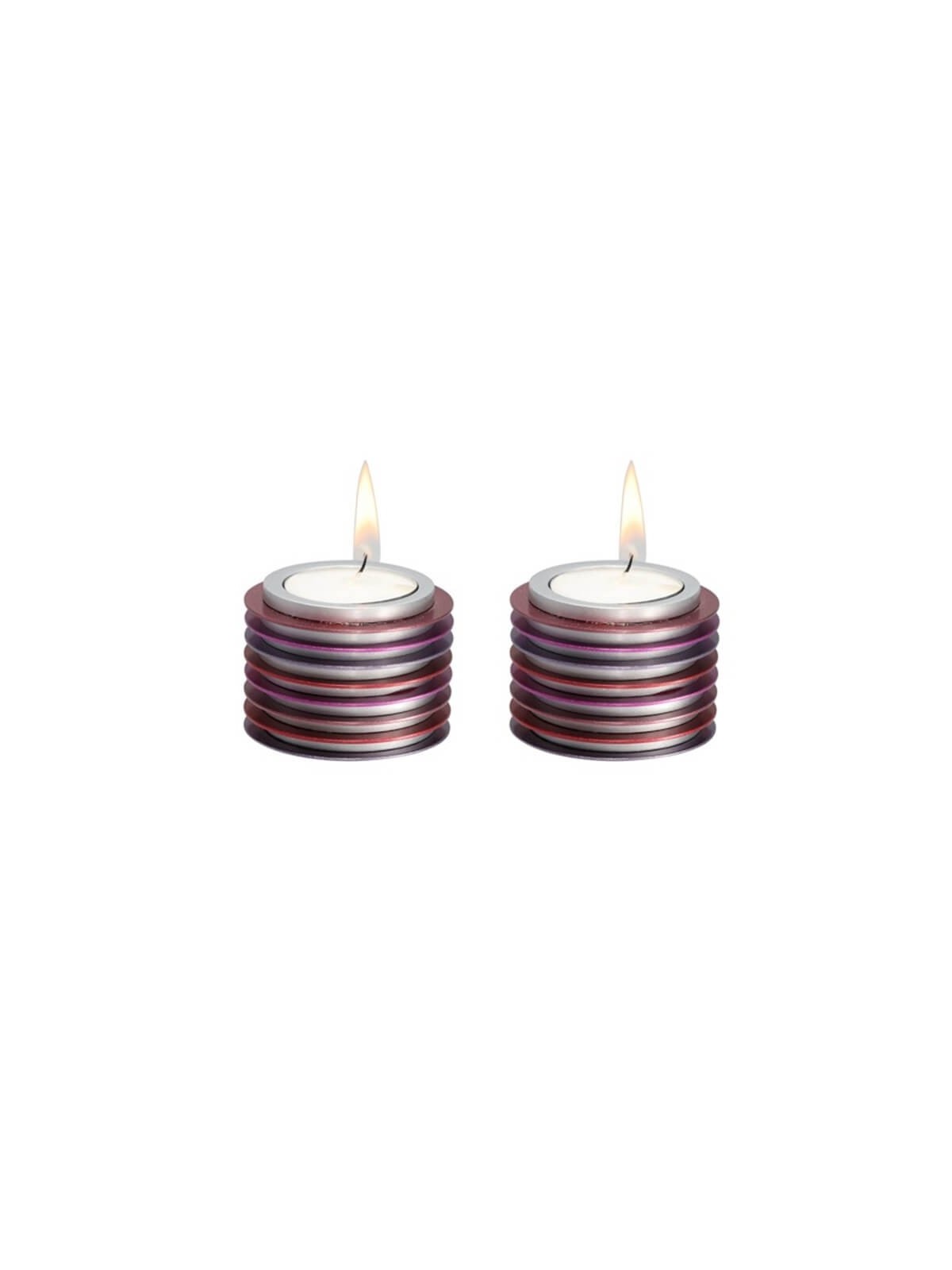 Discs Candle Holders - Maroon | Candle Holders | Judaica