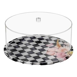 Black Chic Checkered Lucite Cake Dome | Home Goods | Judaica