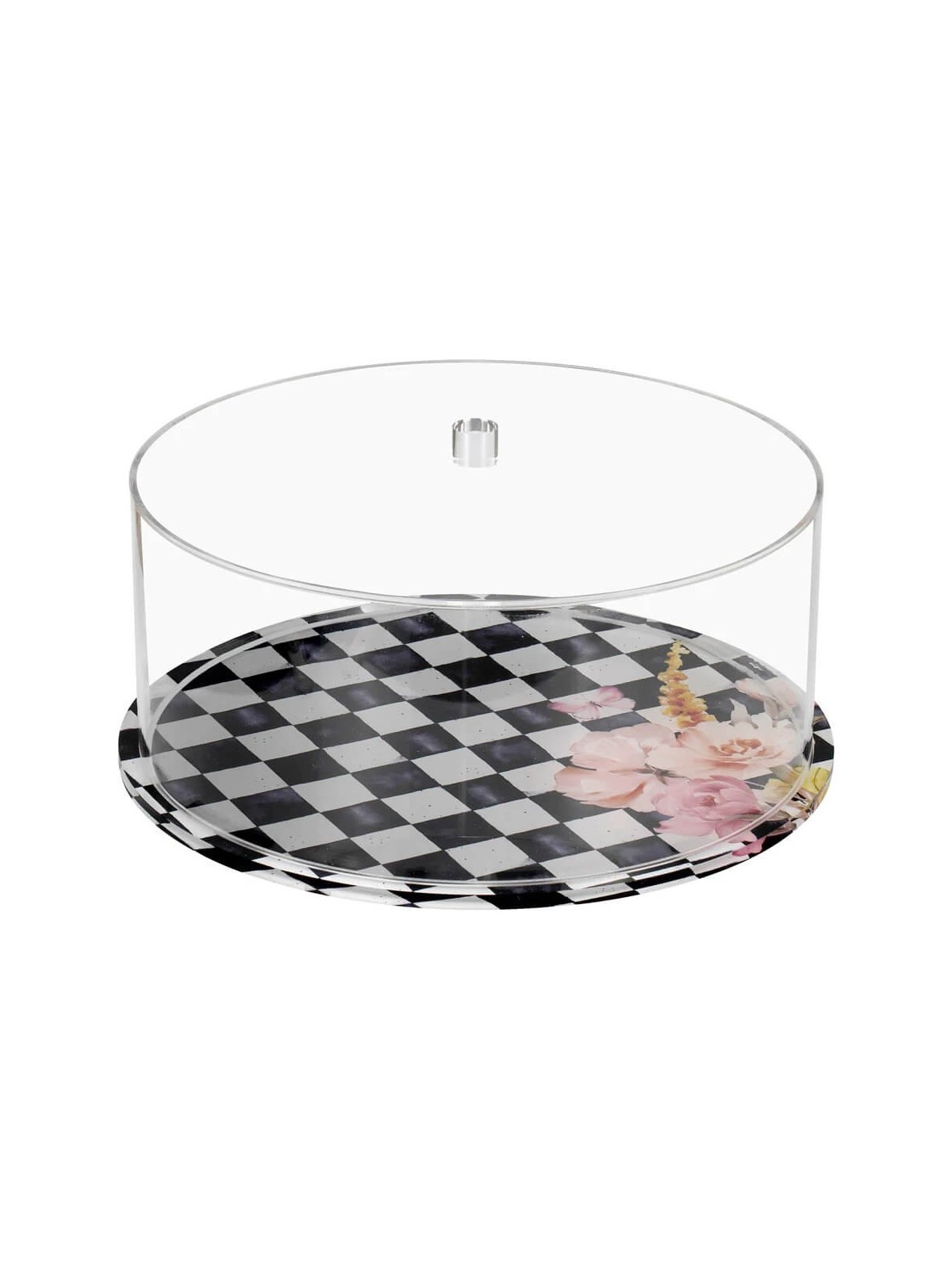 Black Chic Checkered Lucite Cake Dome | Home Goods | Judaica