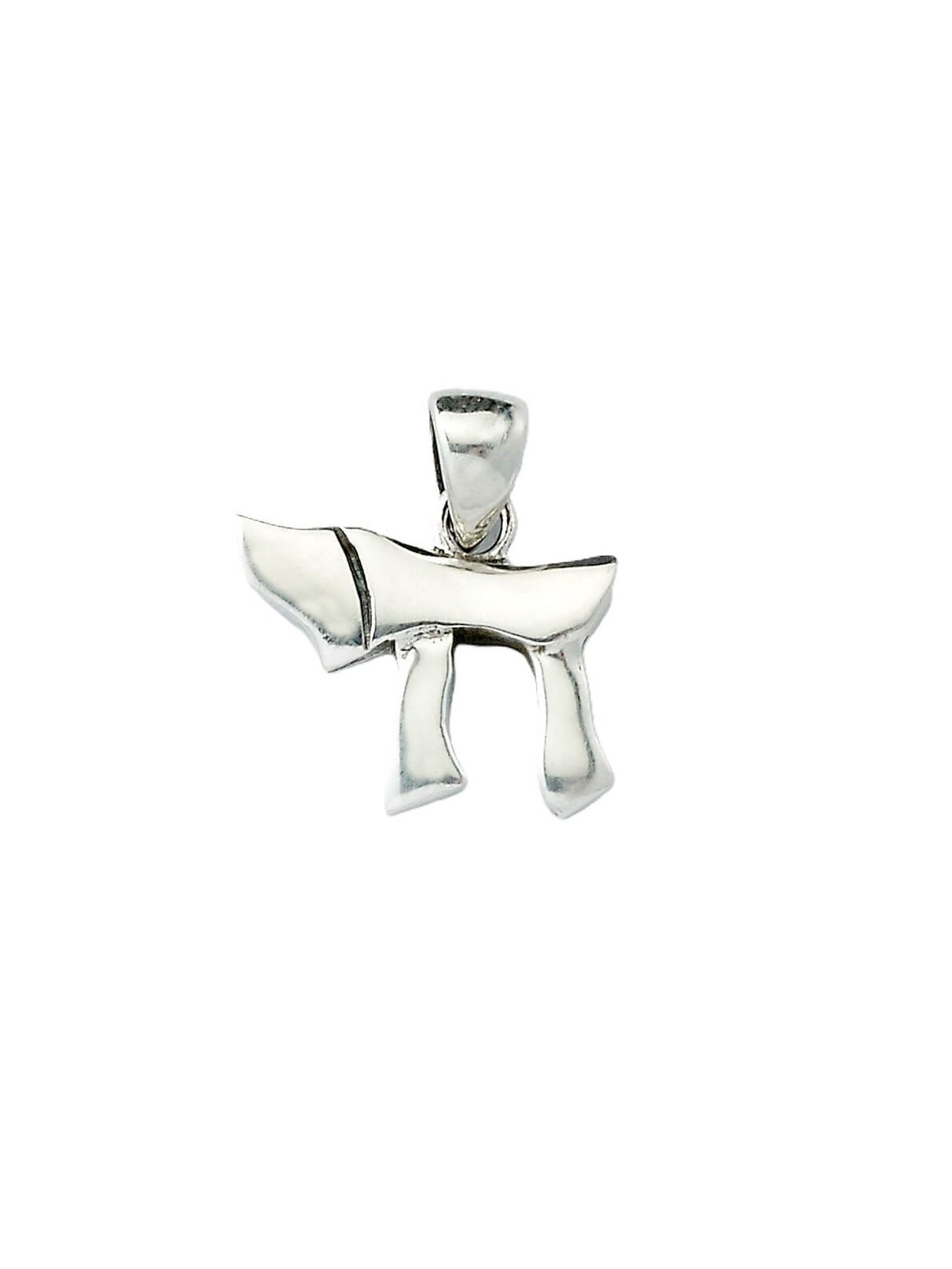 Sterling Silver Script Chai Pendant - 0.5" H | Jewelry | Judaica
