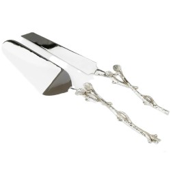 Cake Server and Knife Set with Silver Leaf Design | Home Goods | Judai