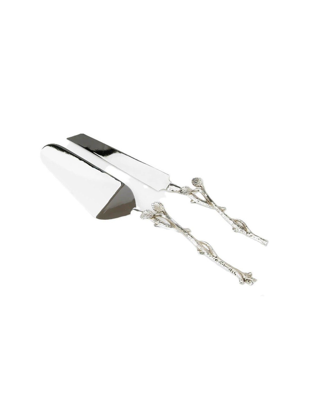 Cake Server and Knife Set with Silver Leaf Design | Home Goods | Judai