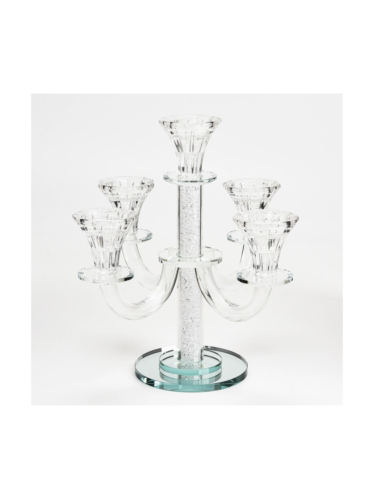 Crystal Candelabra 5 Branch White Filling 10" | Candle Holders | Judai