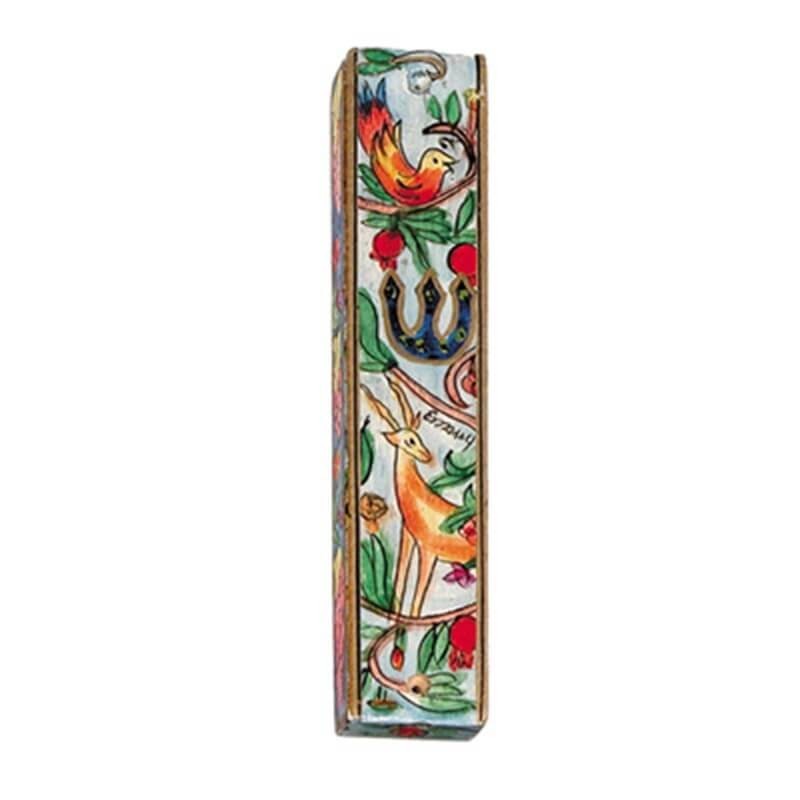 Deer Small Wood Mezuzah Case - 10cm | Mezuzahs | Judaica