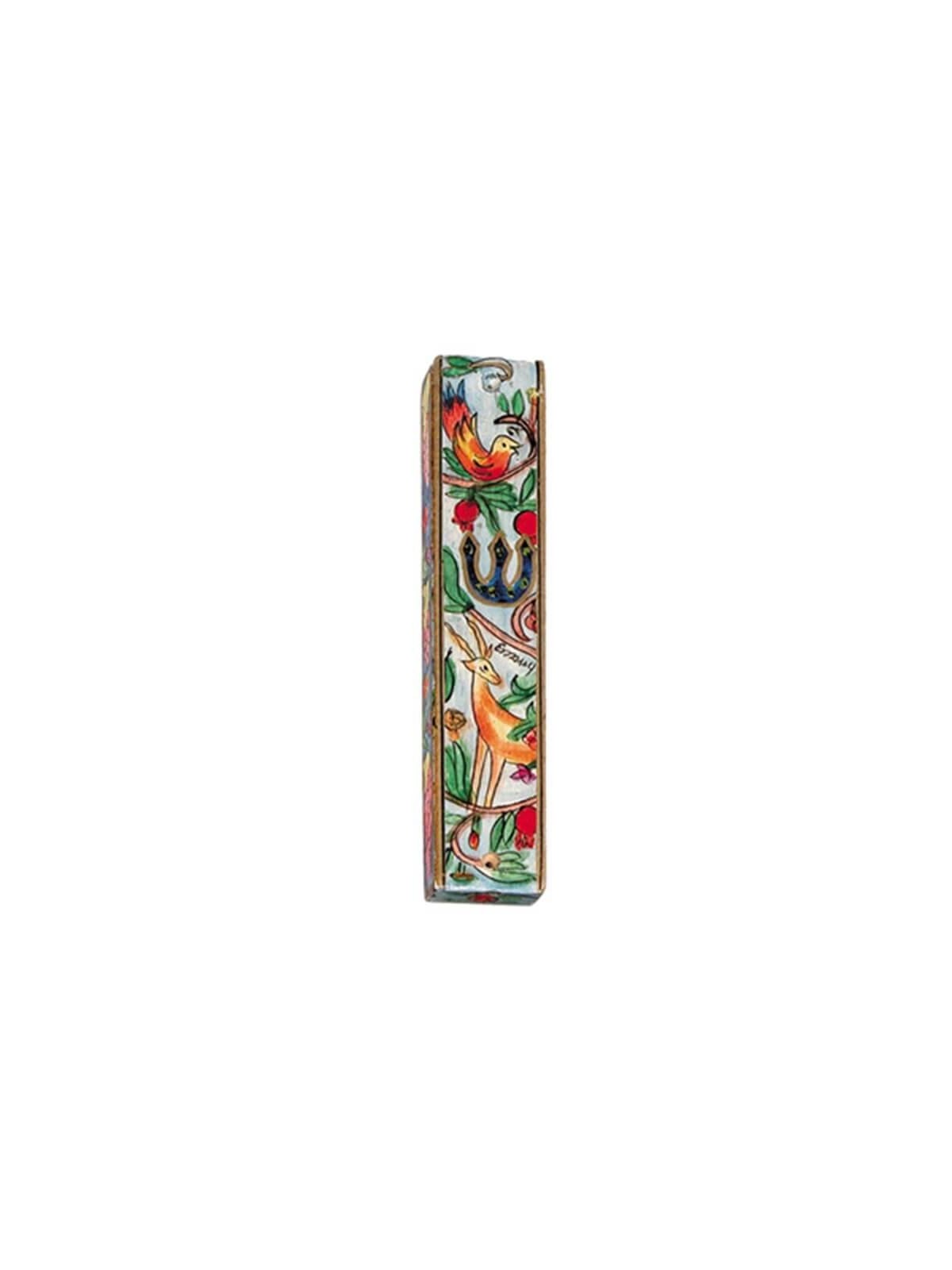 Deer Small Wood Mezuzah Case - 10cm | Mezuzahs | Judaica