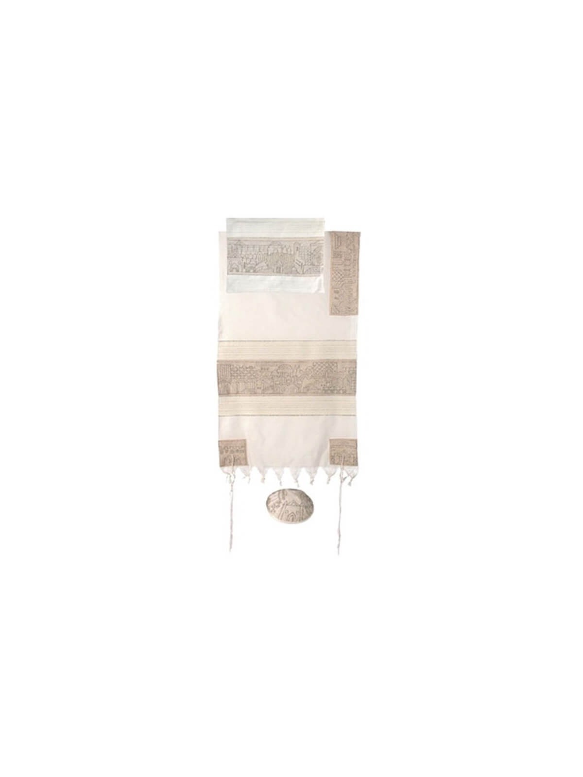 Hand Embroidered Jerusalem Tallit - 21" X 77" | Tallit/Tallis | Judaic