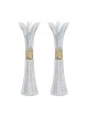 Flower Metal Cutout Candlesticks 8" - Silver | Candle Holders | Judaic