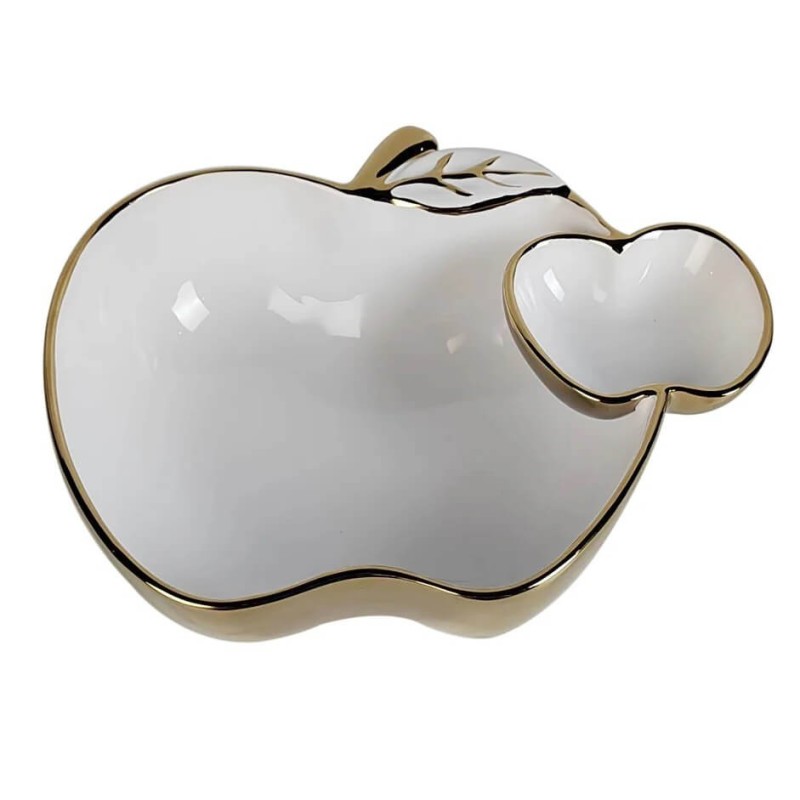 White Porcelain Gold Edged Apple Dish | Rosh Hashanah | Judaica