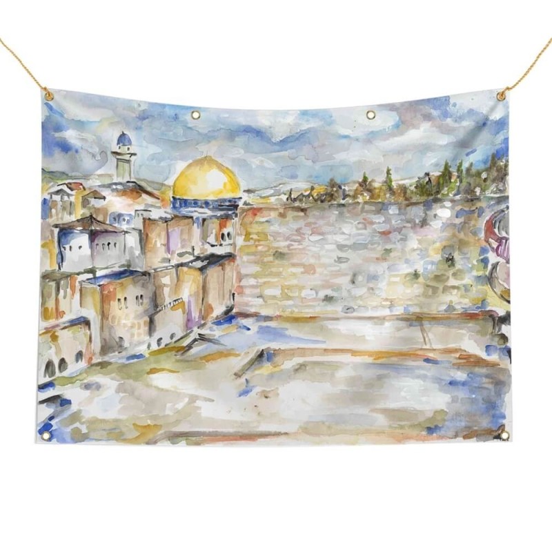Tzion Western Wall Sukkah Tapestry | Sukkot | Judaica