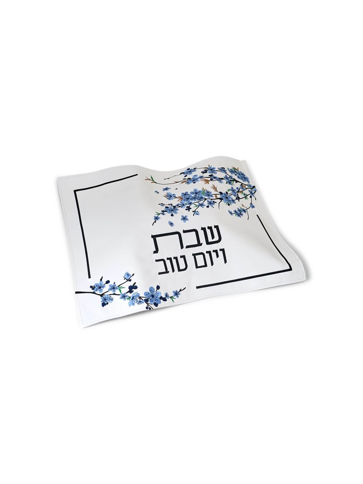 Leather Challah Cover with Blue Flowers 23"x17.25" | Challah Covers |
