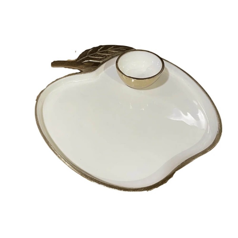 White Enamel Apple Tray/Honey Dish | Rosh Hashanah | Judaica
