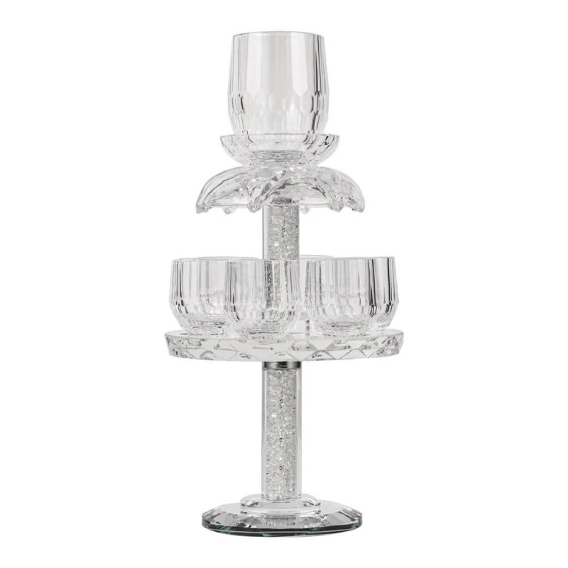 8 Cup Crystal Kiddush Fountain | Kiddush Cups | Judaica