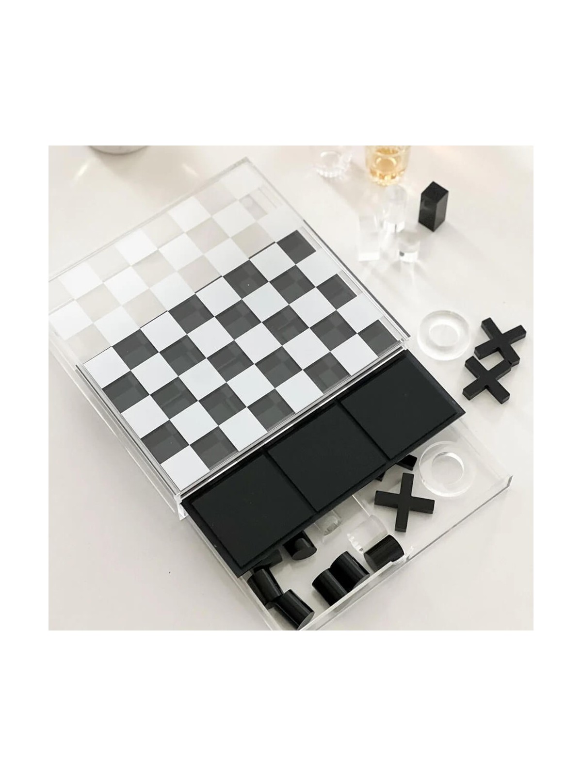 Lucite Tic Tac Toe et jeu d'échecs | Articles pour la maison | Judaïca