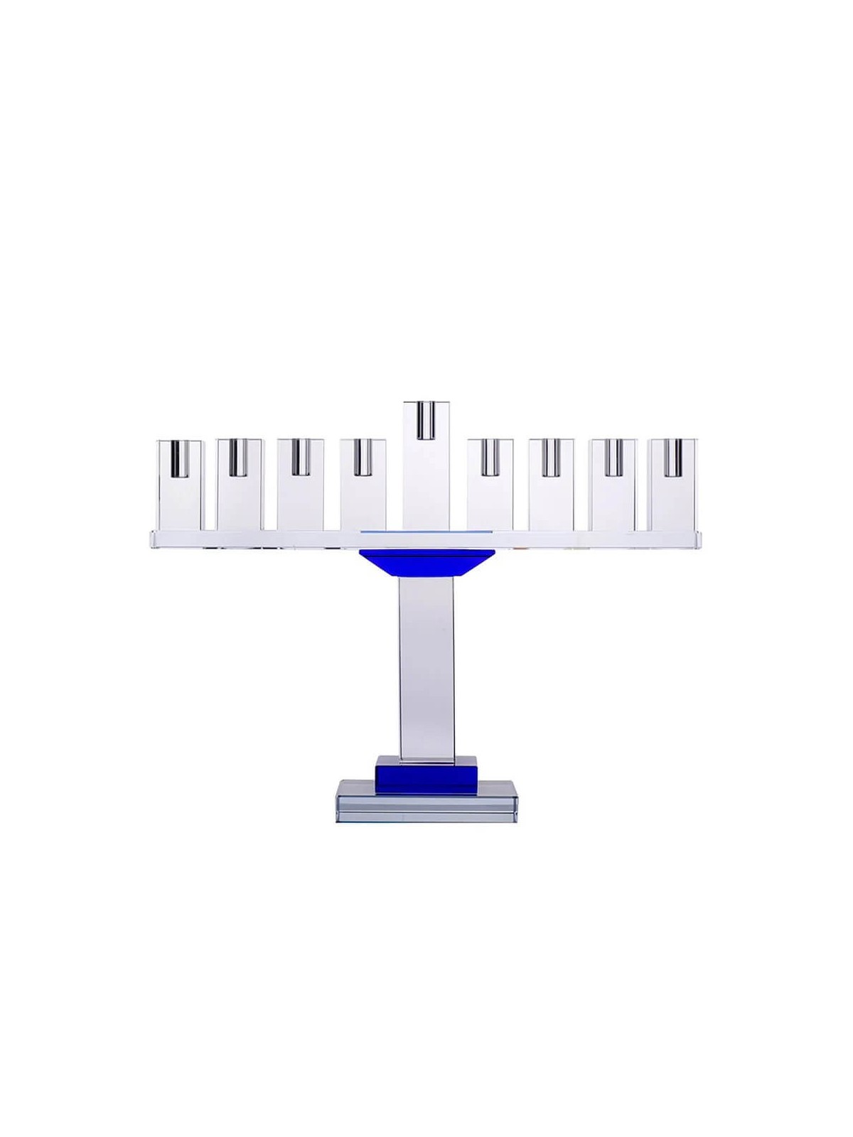 Menorah en cristal symétrique - Bleu | Hanoukka | Judaïca