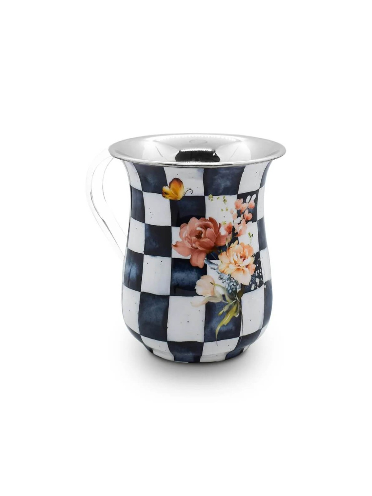 Tasse de lavage chic en acier inoxydable à carreaux | Lavage des tasses | Judaïca