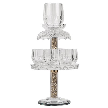 6 Cup Crystal Kiddush Fountain-Gold | Kiddush Cups | Judaica