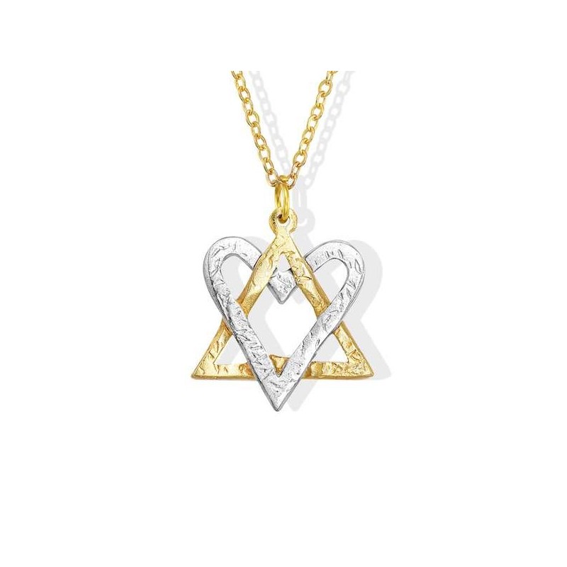 Golden Heart-Star Fusion Necklace made from Rocket | Jewelry | Judaica