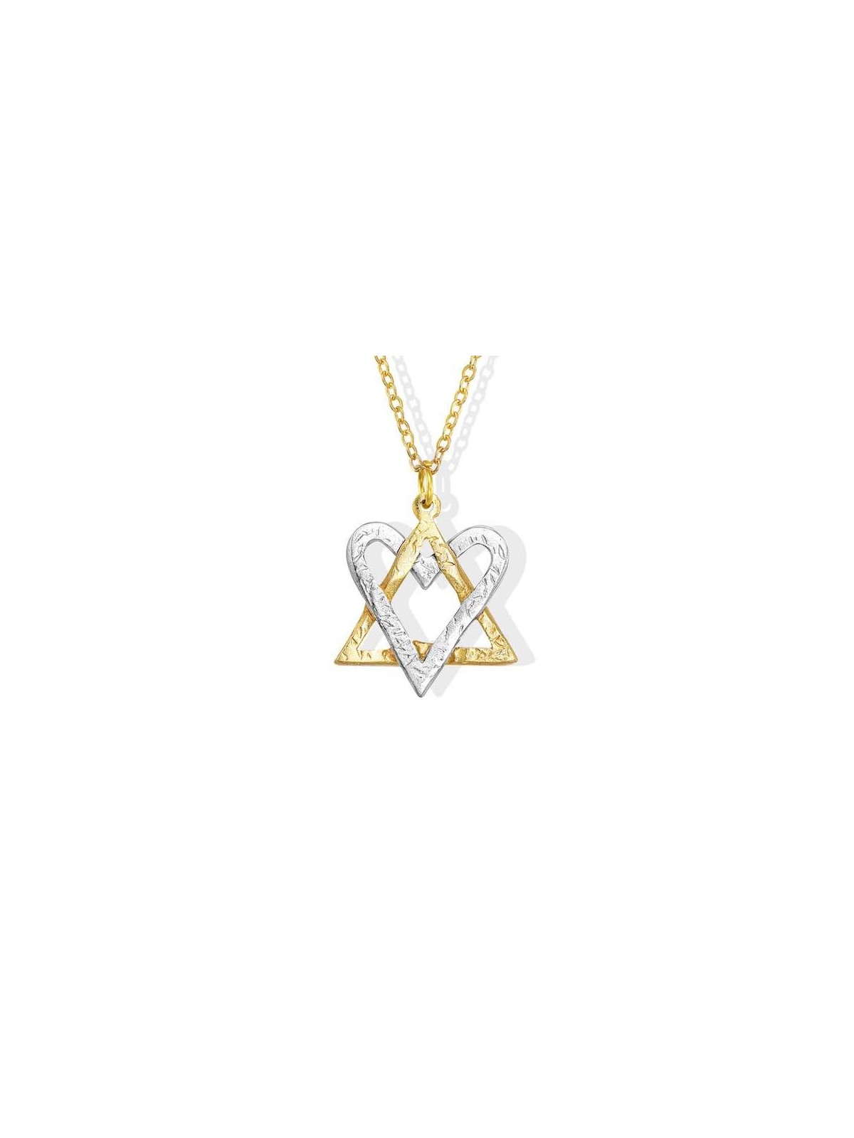 Golden Heart-Star Fusion Necklace made from Rocket | Jewelry | Judaica