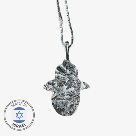 Collier Hamsa en pierre de Jérusalem en argent par Israélien a | Bijoux | Judaïca