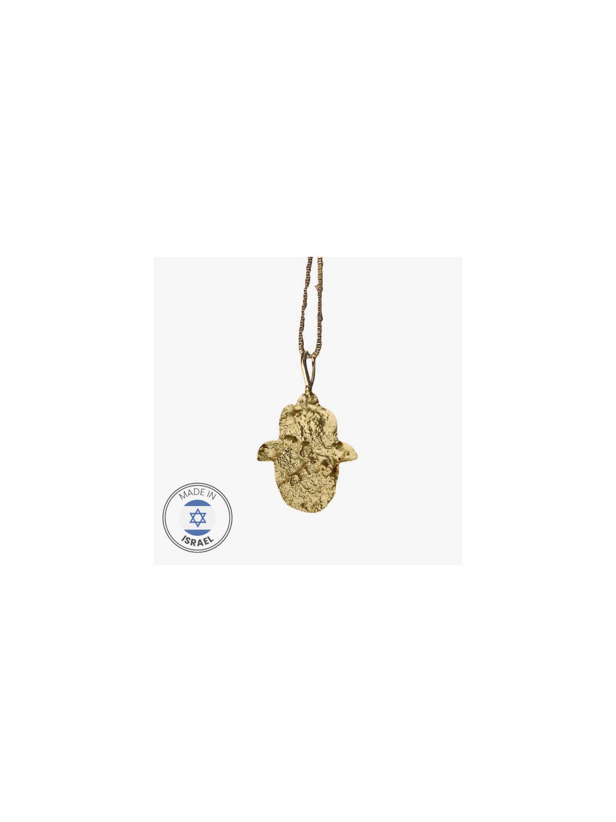 Collier Hamsa en pierre de Jérusalem en or par l’art israélien | Bijoux | Judaïca