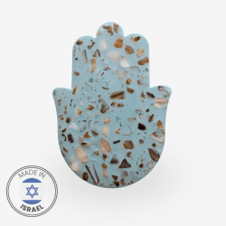 Israeli Seashell Terrazzo Hamsa by Israeli artists | All Judaica | Jud
