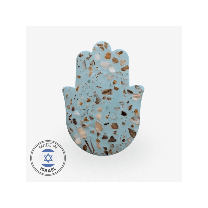 Israeli Seashell Terrazzo Hamsa by Israeli artists | All Judaica | Jud