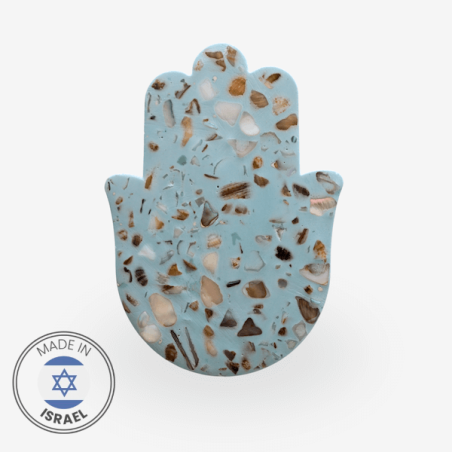 Israeli Seashell Terrazzo Hamsa by Israeli artists | All Judaica | Jud