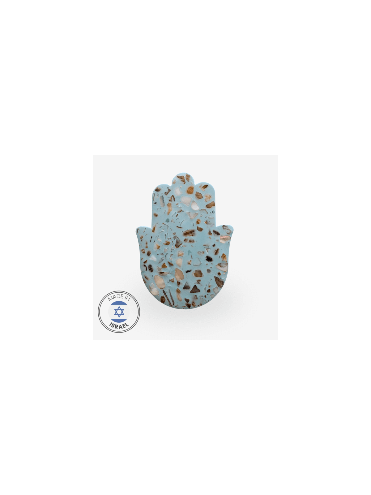 Israeli Seashell Terrazzo Hamsa by Israeli artists | All Judaica | Jud