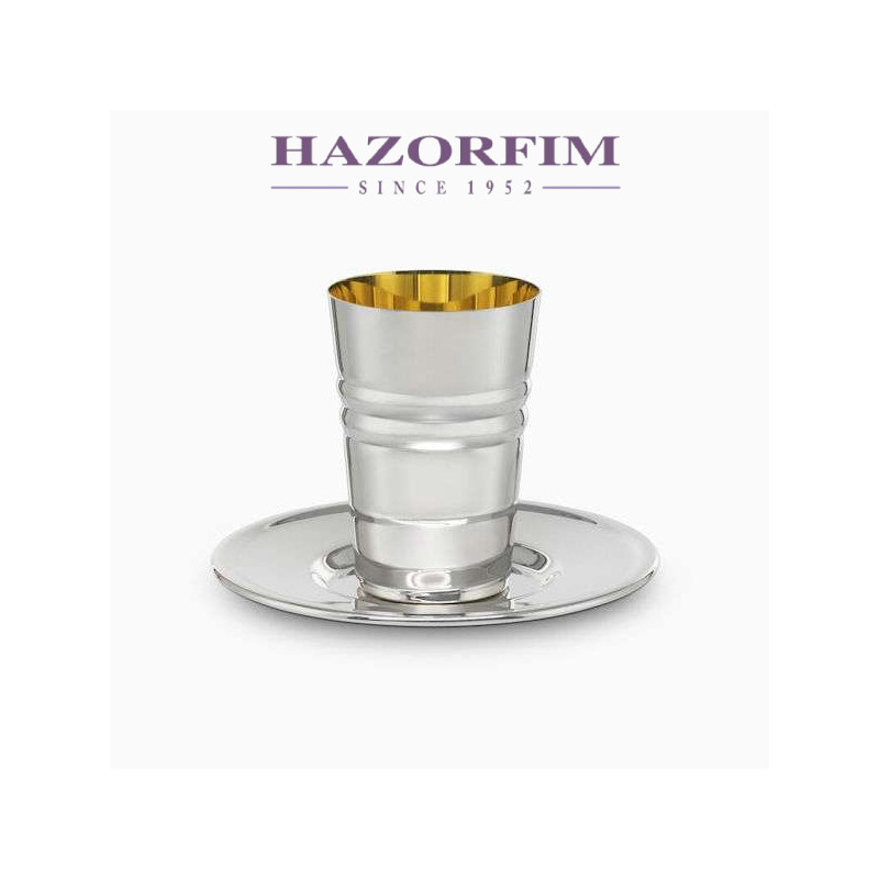 Noam Ensemble de Tasses et Assiettes Plaqué Argent | Coupes de Kiddouch | Judaïca
