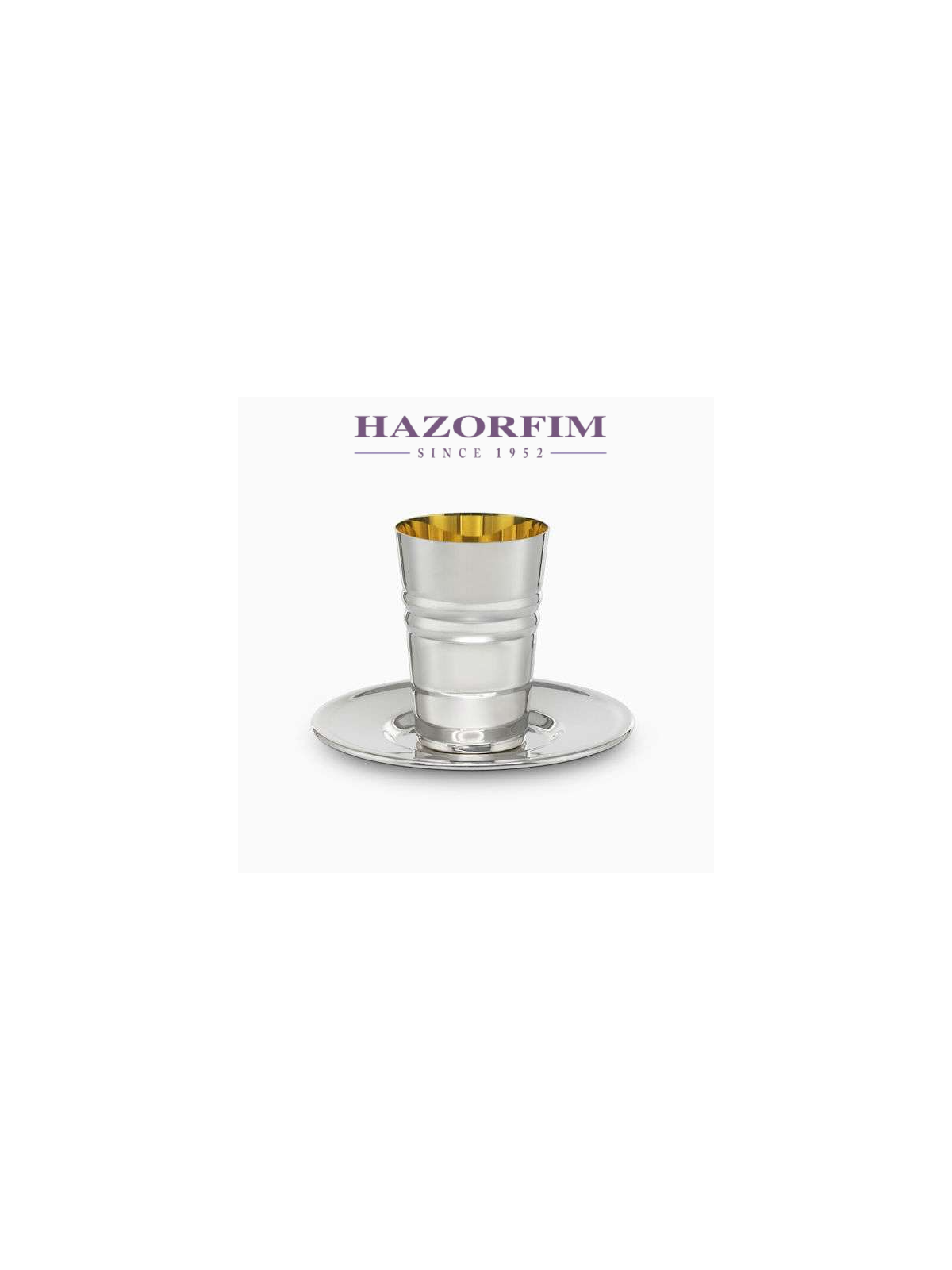 Noam Ensemble de Tasses et Assiettes Plaqué Argent | Coupes de Kiddouch | Judaïca