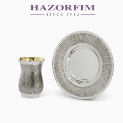 Notze Ensemble Tasse + Assiette Plaqué | Coupes de Kiddouch | Judaïca