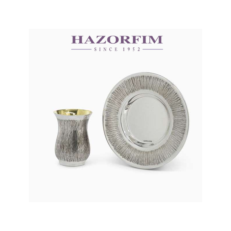 Notze Ensemble Tasse + Assiette Plaqué | Coupes de Kiddouch | Judaïca