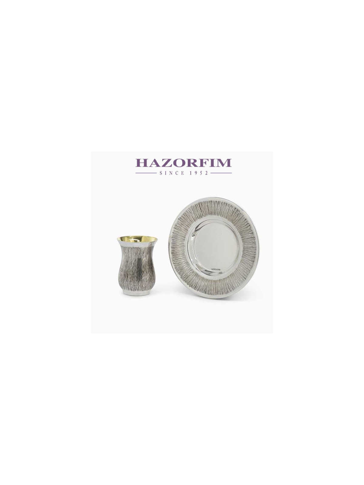 Notze Ensemble Tasse + Assiette Plaqué | Coupes de Kiddouch | Judaïca