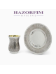Notze Ensemble Tasse + Assiette Plaqué | Coupes de Kiddouch | Judaïca