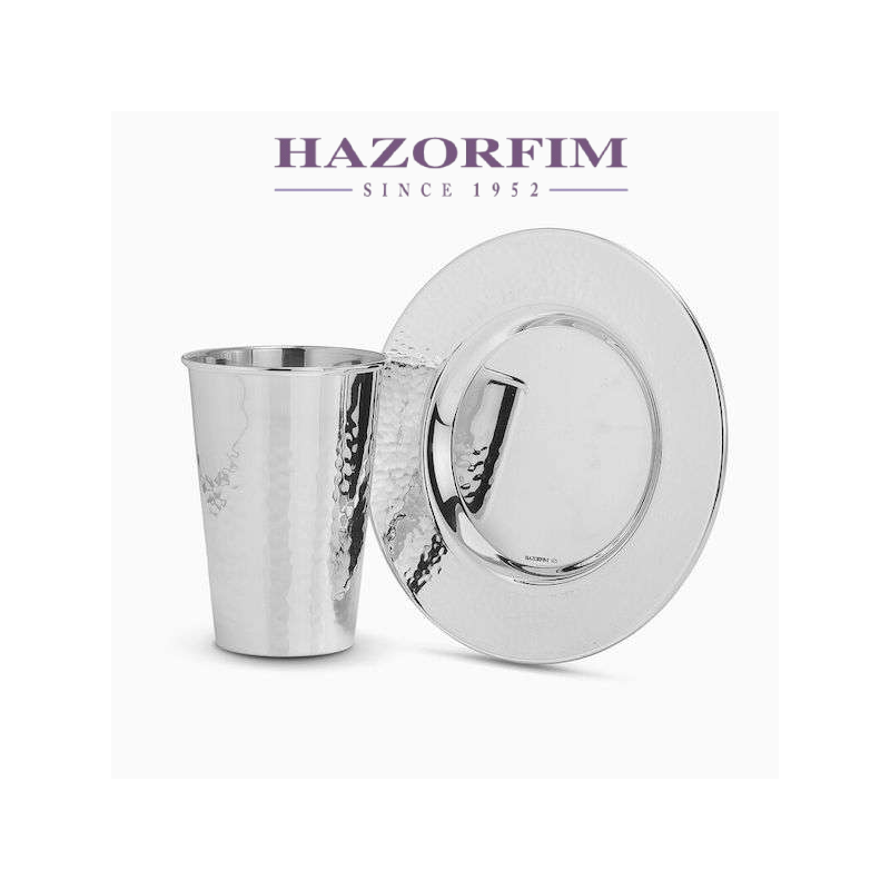 Ensemble de Kiddouch martelé en argent sterling | Coupes de Kiddouch | Judaïca