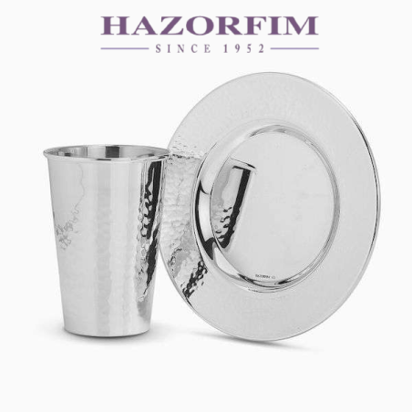 Ensemble de Kiddouch martelé en argent sterling | Coupes de Kiddouch | Judaïca