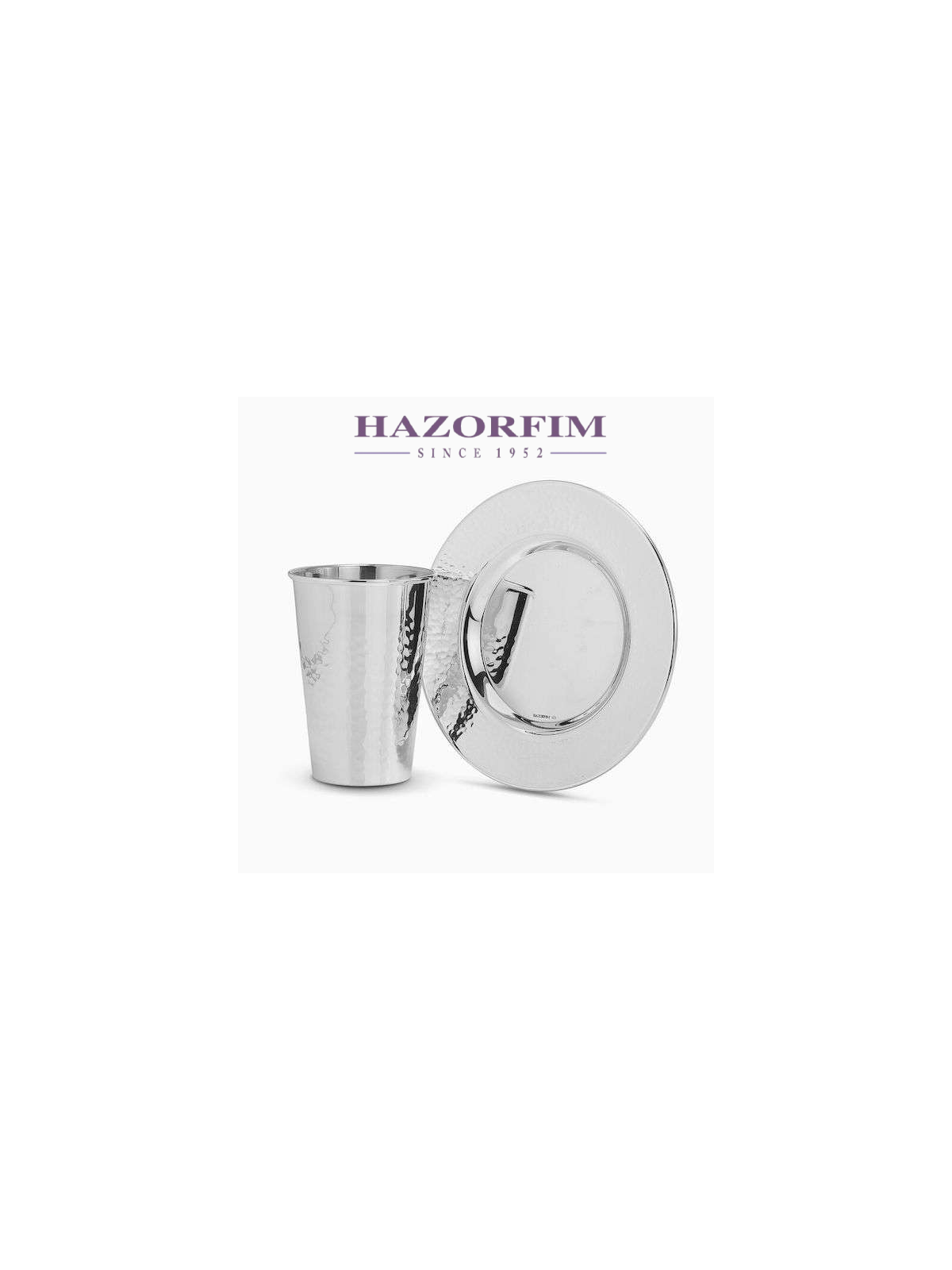 Ensemble de Kiddouch martelé en argent sterling | Coupes de Kiddouch | Judaïca